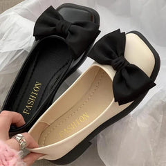 Soufree  -  Women Bow Mary Janes Shoes Casual High Heels Shoes New Square Toe Sandals Fashion Lolita Shoes Loafers Walking Zapatos Mujer