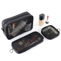 Soufree  -  1PCS Transparent Large Capacity Cosmetic Bag Small Travel Black Mesh Simple Makup Bags Girl Storage Toiletry Wash Lipstick Cases