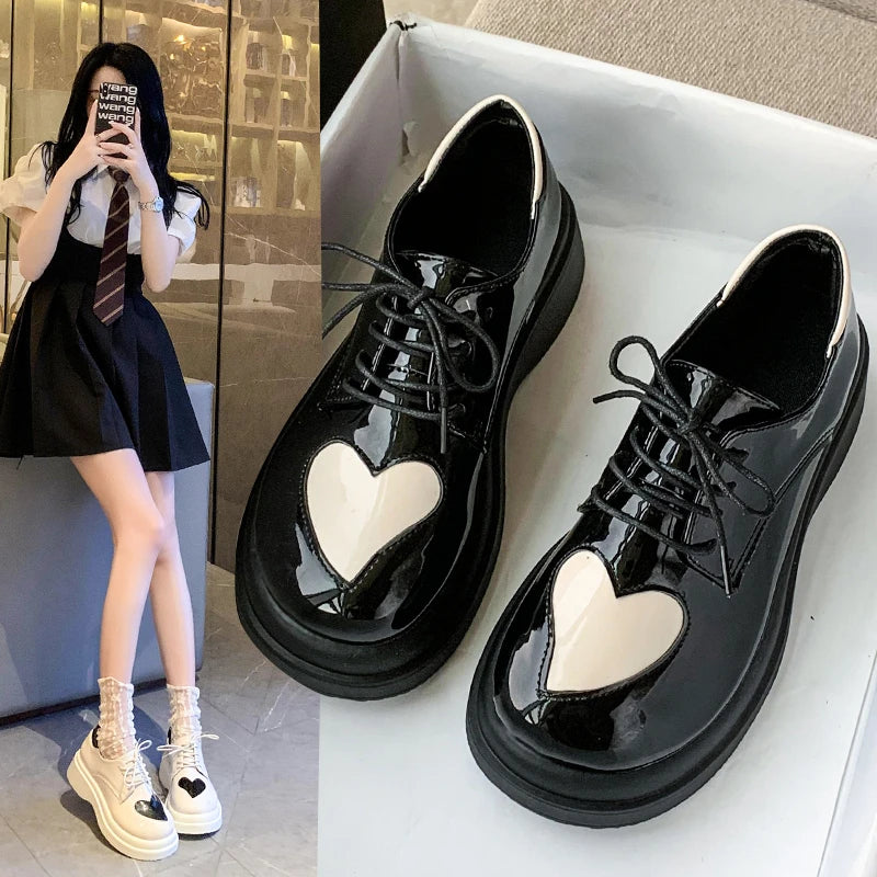 Soufree  -  School Student Uniform Shoes Oxford Shoes for Women Shoes Japanese Girls Kawaii Lolita Soft Girl Round Toe Lolita Platform Shoes