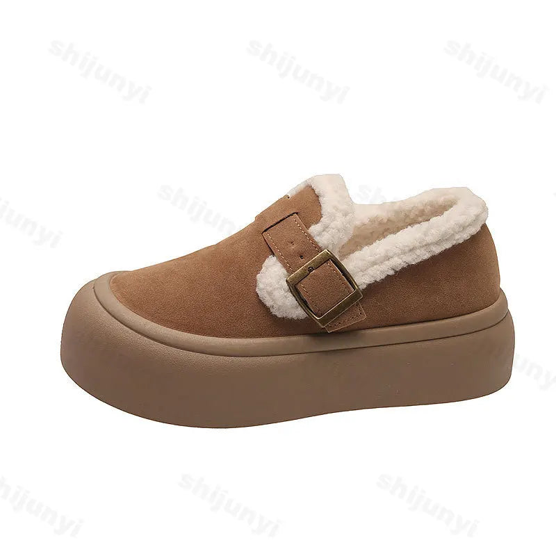 Soufree  -  Women Winter Casual Shoes New Moccasins Soft Platform Non-slip Loafers Fashion Warm Plush Slip on Female Cotton Shoes