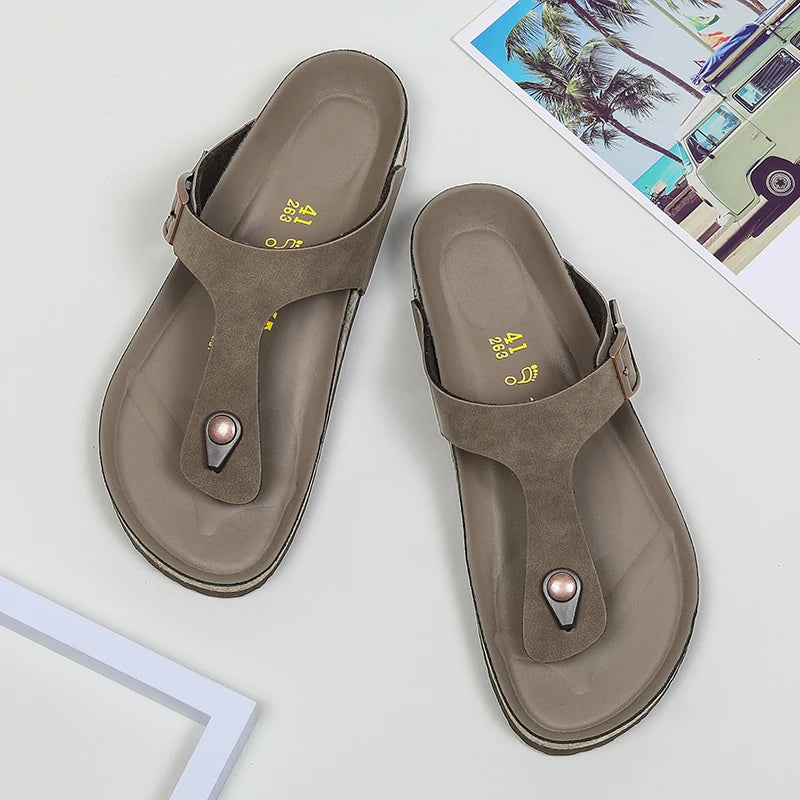 Soufree  -  New Italian Leather Flip-flops for Men Cool Beach Summer Shoes Hotel Slippers Man Big Size 46 Light Flats Luxe Men's Shoes