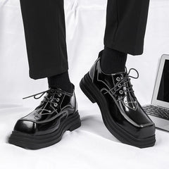 Soufree  -  Men Platform Breathe Spring Small Leather Shoes New Fashion Trend Versatile Japan Korean Business Casual Shoes Suit Men Shoes