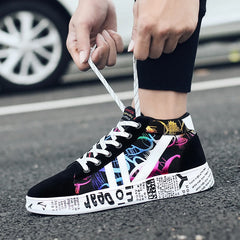 Soufree  -  Spring and Autumn Men's and Women's Sports Shoes Black and White Colorful Canvas Casual Couple Versatile Vulcanized Shoes