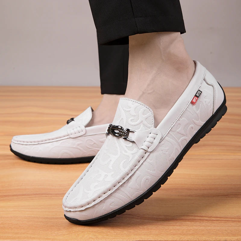 Soufree  -  White Handmade Shoes High Quality Genuine Leather Loafers Mens Luxury Mens Designer Shoes Casual Genuine Leather Mens Shoes