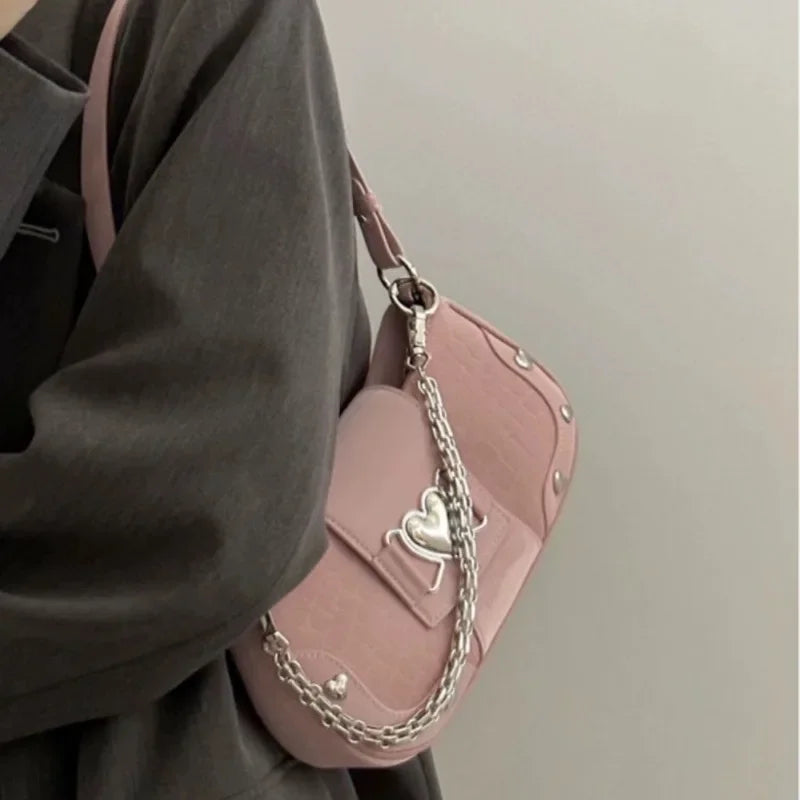 Soufree  -  New Fashion Shoulder Bag PU Bags for Women Sweet Cool Subculture Pink Crossbody Bag сумка Bolsas