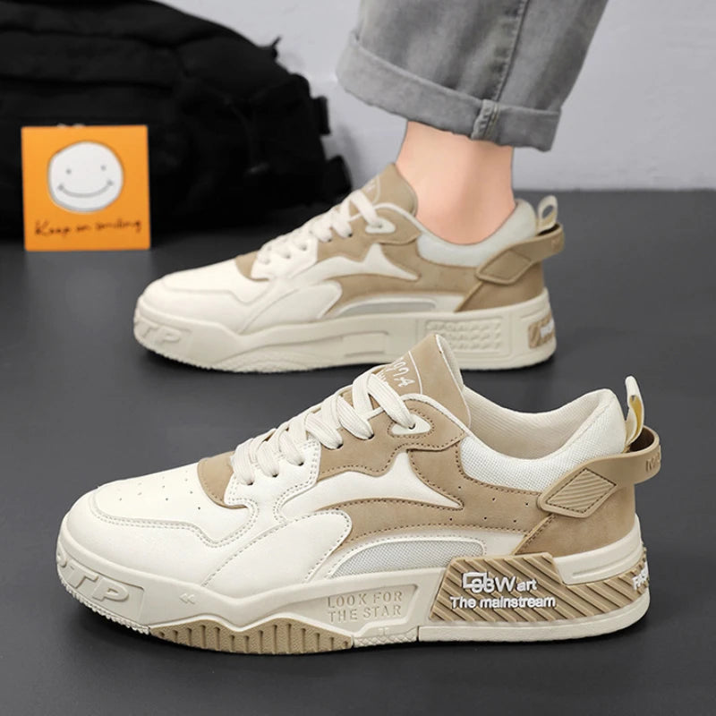 Soufree  -  New Men's Sports Men's Comfortable Platform Shoes Fashion Lace Up Vulcanized Shoes White Casual Sneakers Zapatillas