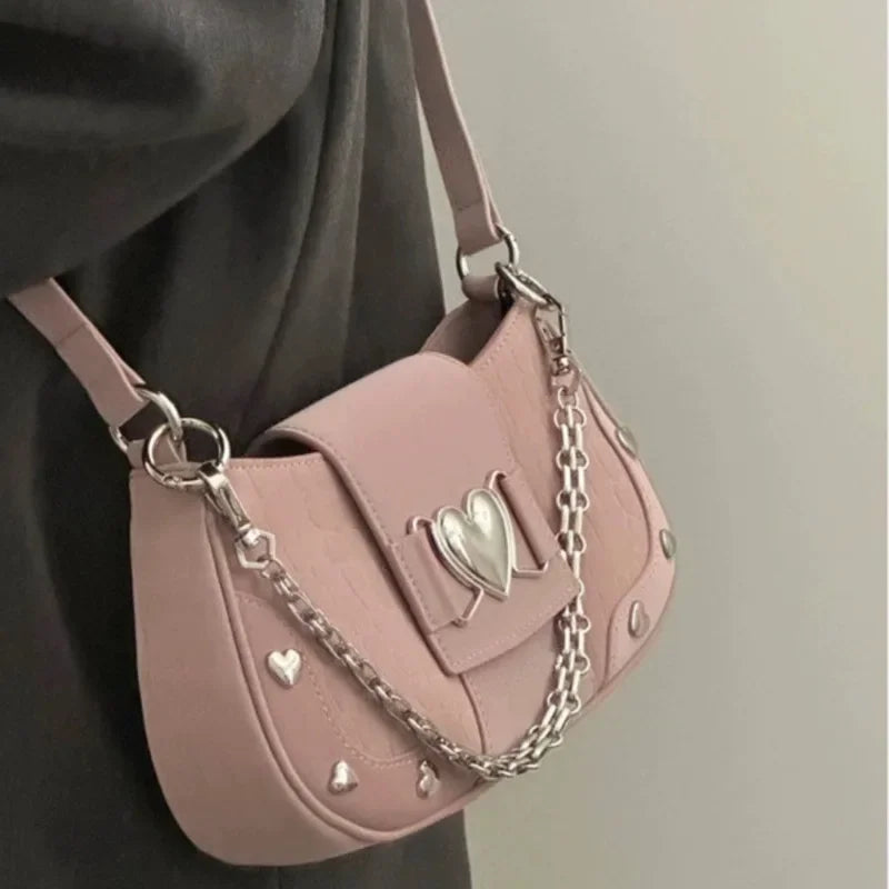 Soufree  -  New Fashion Shoulder Bag PU Bags for Women Sweet Cool Subculture Pink Crossbody Bag сумка Bolsas