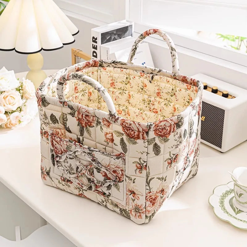 Soufree  -  Sweet Floral Women's Bento Handbags Retro Patchwork Ladies Tote Shoulder Bags Retro Flower Female Storage Shopper Bag Purse