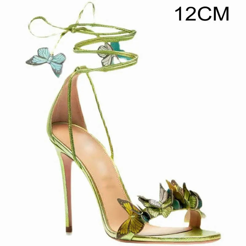 Soufree  - New Summer Strap With A Word Belt Butterfly Fairy Wind Design Sense Open Toe Super Slim High Heel Sandals Female Shoes