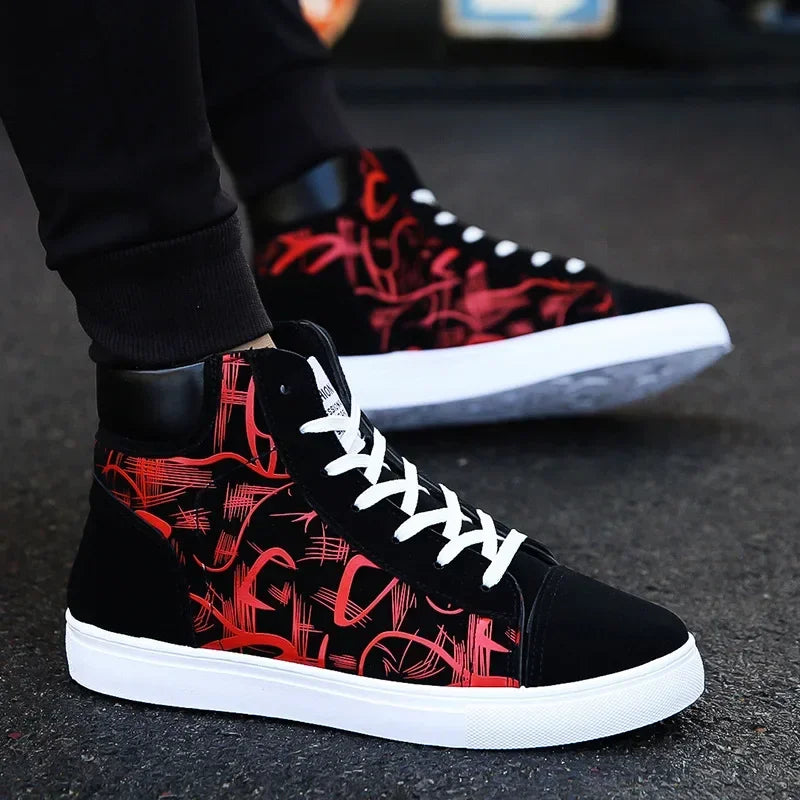 Soufree  -  High Top Canvas Shoes for Men Men Sneaker Platform Ankle Male Casual Vulcanized Shoes Fashion Men's Boots Tenis Masculino Male