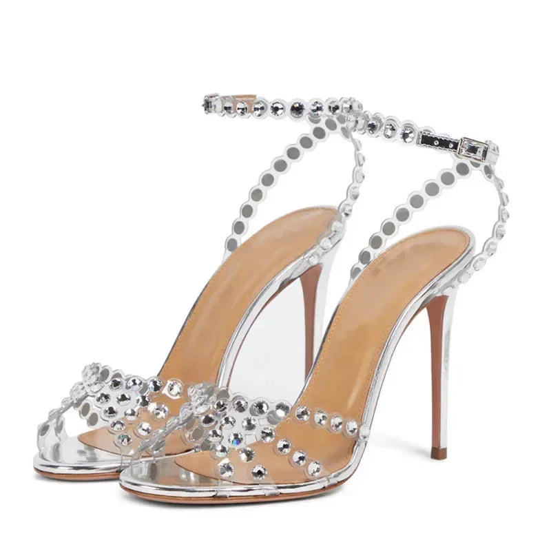 Soufree  -  Luxury Rhinestone High Heels Women Pumps Fish Mouth Sexy Thin Heel Sandals Dress Bridal Shoes Summer Designer Sandalias Mujer