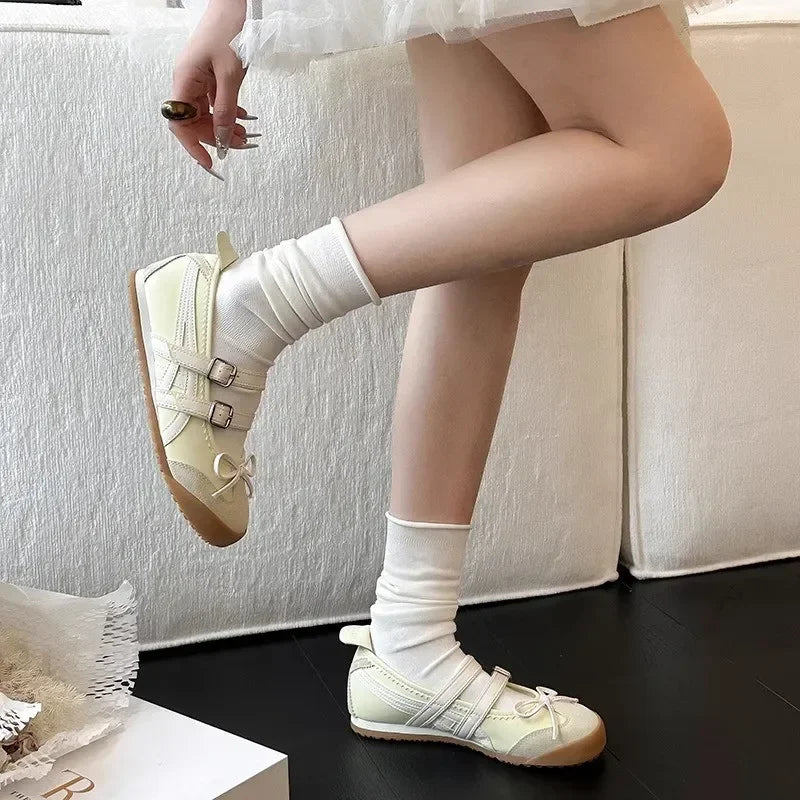 Soufree  -  Women Flats Bow Ballet Dance Mary Jane Shoes Summer Autumn Girls Sandals Fashion New Dress Designer Casual Shallow Footwear