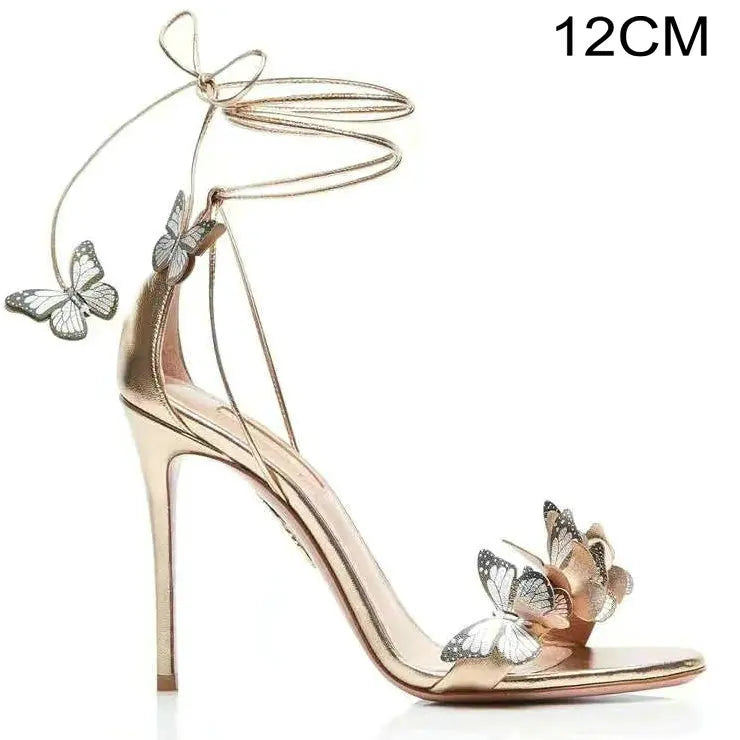 Soufree  - New Summer Strap With A Word Belt Butterfly Fairy Wind Design Sense Open Toe Super Slim High Heel Sandals Female Shoes