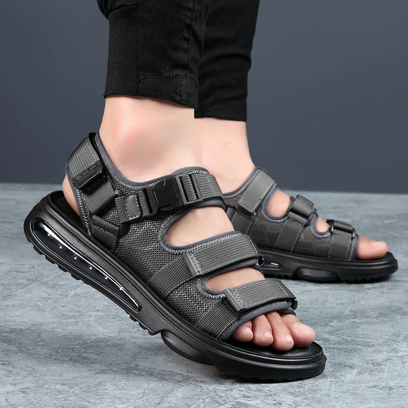 Soufree  -  Classic Men's Sandals Summer Air Cushion Sandals Breathable Men Leather Shoes Luxury Sandals Soft Outdoor Men Roman Sandals