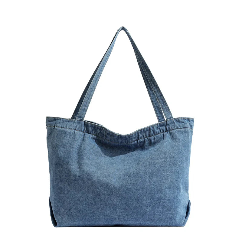 Soufree  -  Large Denim Women's Bag New Jeans Tote Bag Y2K Canvas Shoulder Bag Student Eco Bag Korean Shopper Female Purses and Handbag