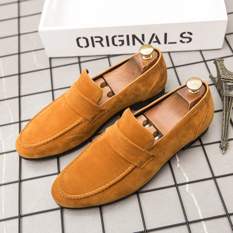 Soufree  -  Summer brown Men Loafers Business office wedding shoes suede shoes Flat Shoes Slip On Male Casual Shoes  zapatillas de deporte