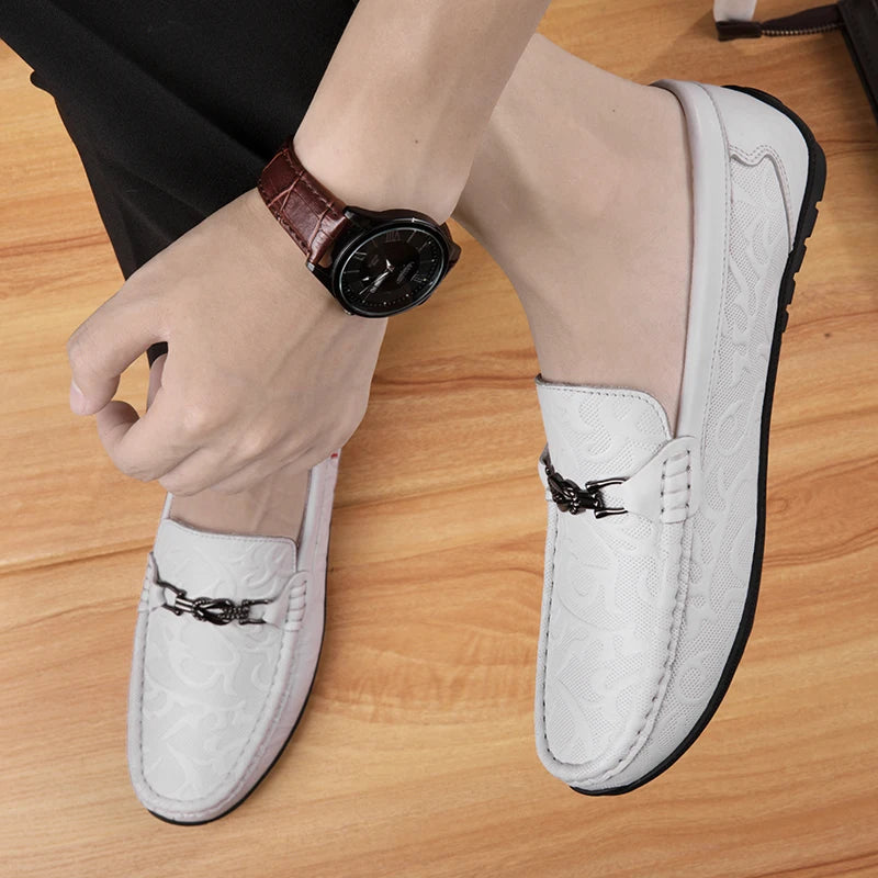 Soufree  -  White Handmade Shoes High Quality Genuine Leather Loafers Mens Luxury Mens Designer Shoes Casual Genuine Leather Mens Shoes