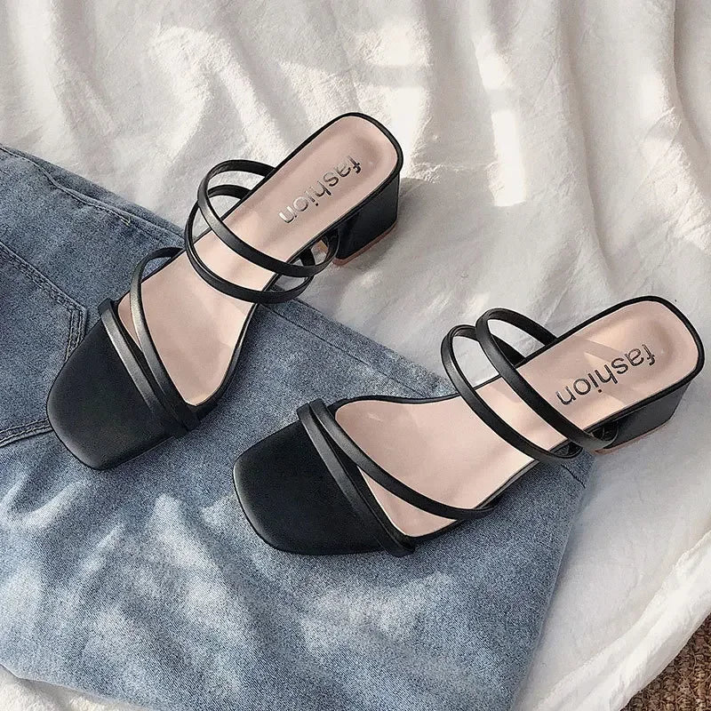 Soufree  -  summer shoes New Fashion Summer Female Sandals Sexy Ladies High Heels Square Open Toe Shoes Women Sandals for Women Size 35-42