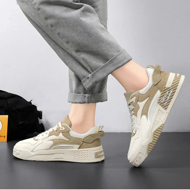 Soufree  -  New Men's Sports Men's Comfortable Platform Shoes Fashion Lace Up Vulcanized Shoes White Casual Sneakers Zapatillas