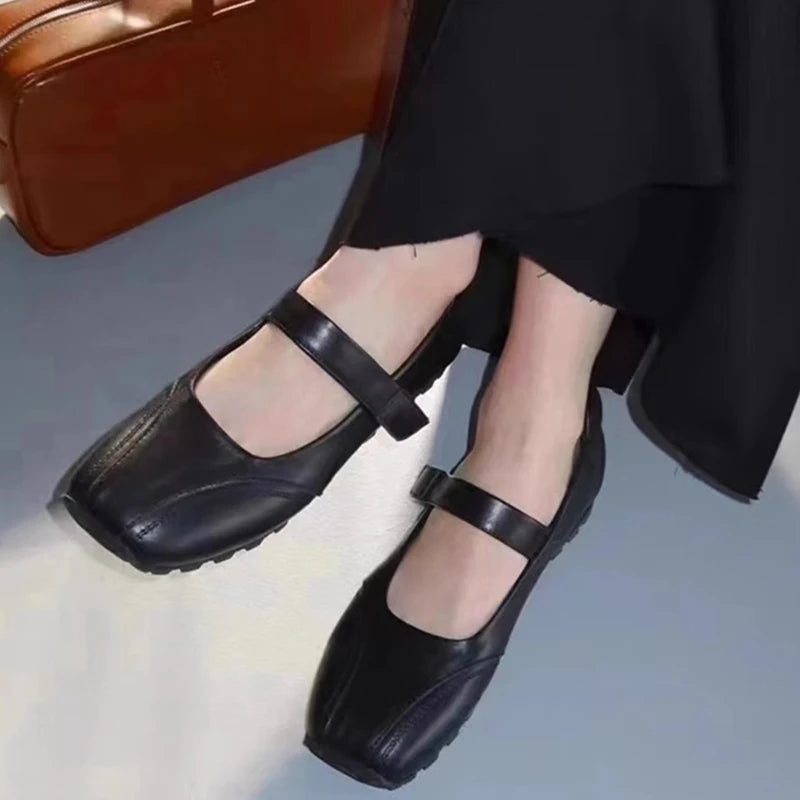 Soufree  -  Luxury Designer Women Mary Jane Shoes Fashion Shallow Buckle Ladies Shoes Soft Sole Flat Heel Walk Single Shoes