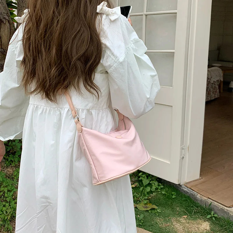 Soufree  -  Kpop Waterproof Nylon Armpit bag for wome handbag small Casual Light ladies Shoulder Crossbody bags totes bolsa feminina pink