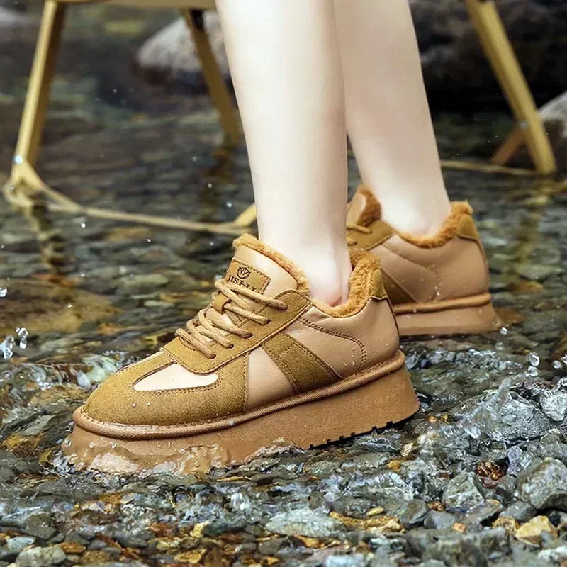 Soufree  -  Women's Sneakers Warm Velvet Winter New Thick Sole Platform Sneakers Waterproof Anti-slip Running Shoes Padded Cotton Boots