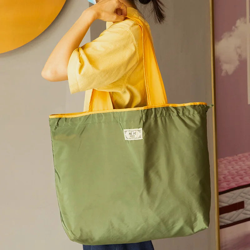 Soufree  -  Large Supermarket Shopping Bag Drawstring Vegetable Fruit Bag Environmental Protection Fashion Shoulder Bag Handbag Grocery Bag