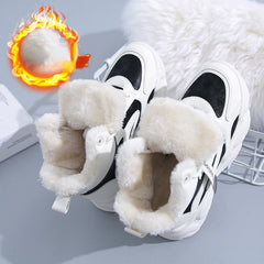 Soufree  -  Winter New Women's High Top Sneakers Plush Warm Cotton Shoes Designer Comfy Anti-slip Snow Boots Casual Fashion Platform Boots