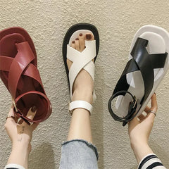 Soufree  -  Gladiators Sandal Comfortable Flat Sandals Fashion White Women Sanitary Platform Sports Female Shoes Sandalias 42