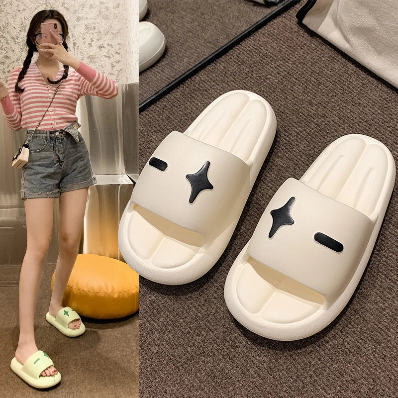 Soufree  -  Lovely Slippers Woman Flat Low Heels Shoes for Women Bathroom Mathematical Symbol Summer Slippers Plus Size Zapatos De Mujer