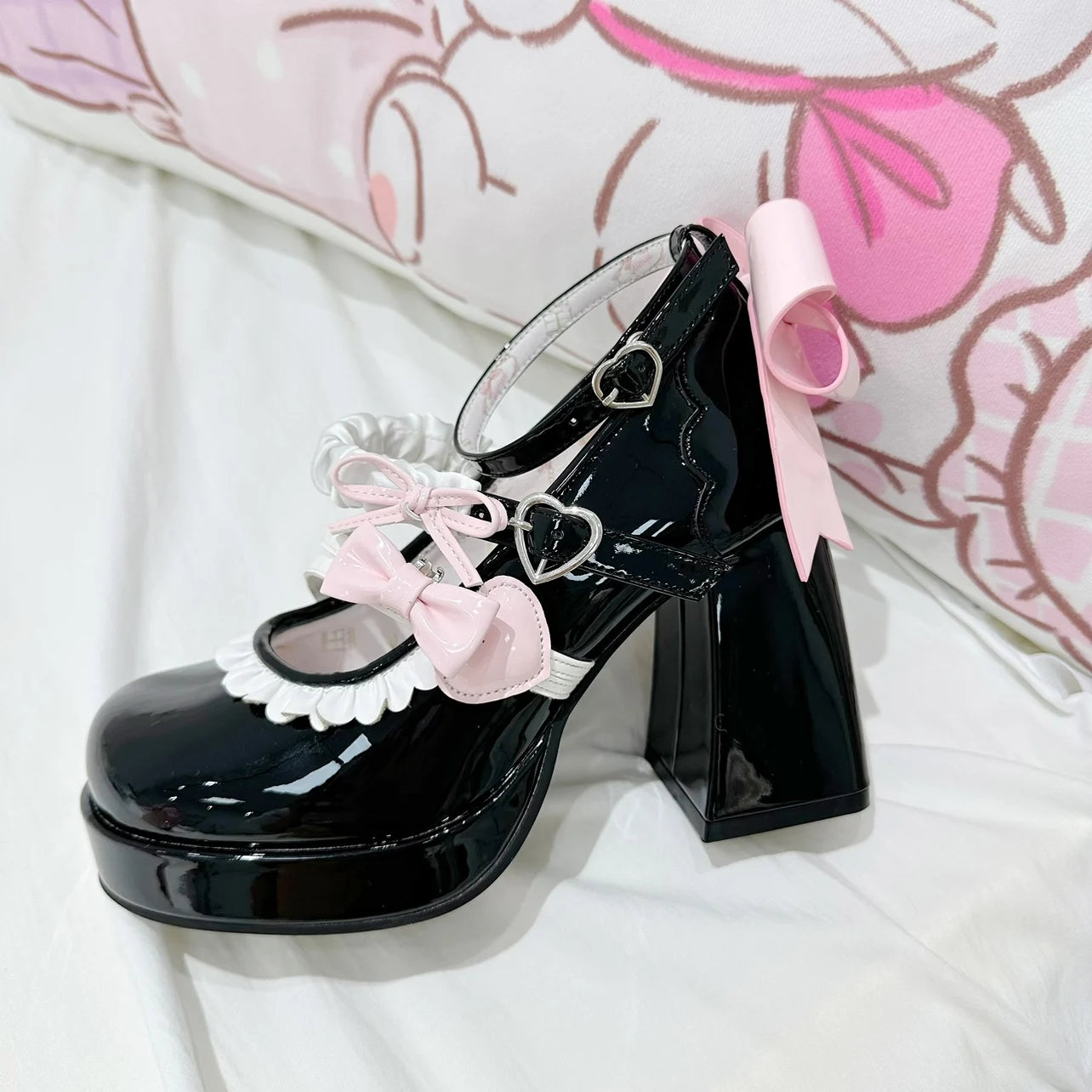 Soufree  -  Original High Heels Round Head Cute Soft Sweet Lolita Shoes Japanese Cute Loli Tea Party Girl Single Shoes