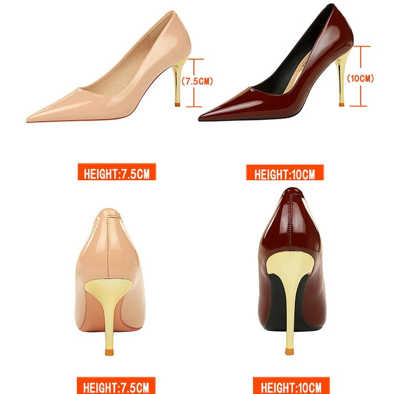 Soufree  -  Shoes Woman Pumps Patent Leather High Heels Shoes Women Occupation OL Office Shoes Stiletto Women Heels Plus Size 43