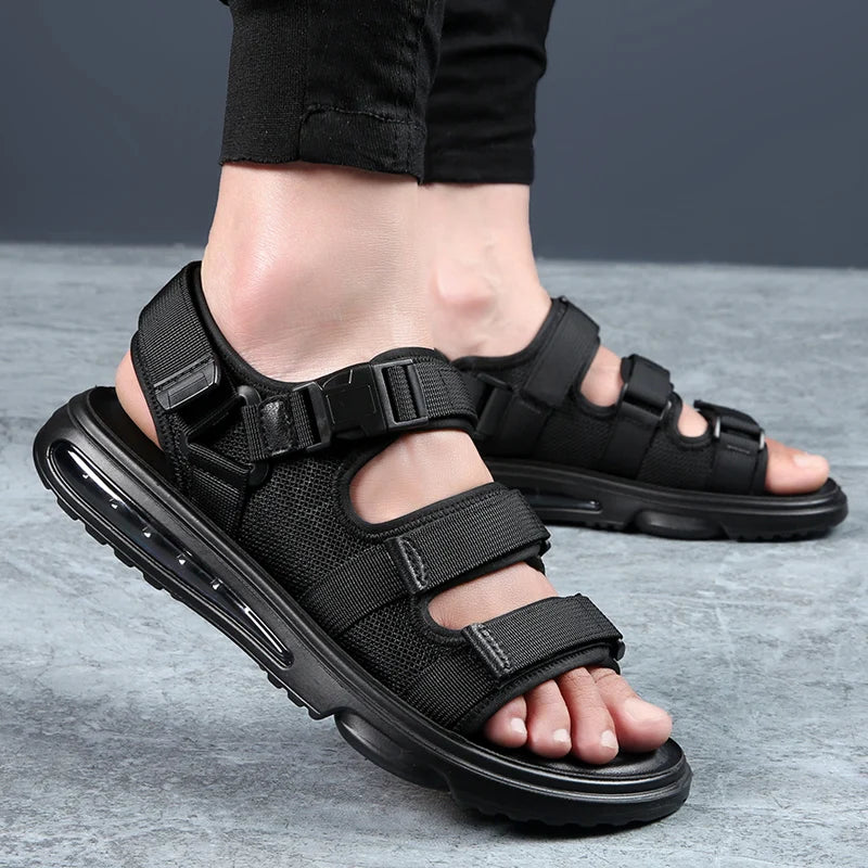 Soufree  -  Classic Men's Sandals Summer Air Cushion Sandals Breathable Men Leather Shoes Luxury Sandals Soft Outdoor Men Roman Sandals