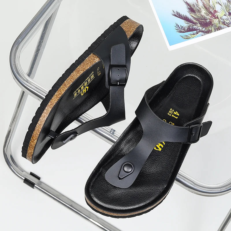 Soufree  -  New Italian Leather Flip-flops for Men Cool Beach Summer Shoes Hotel Slippers Man Big Size 46 Light Flats Luxe Men's Shoes