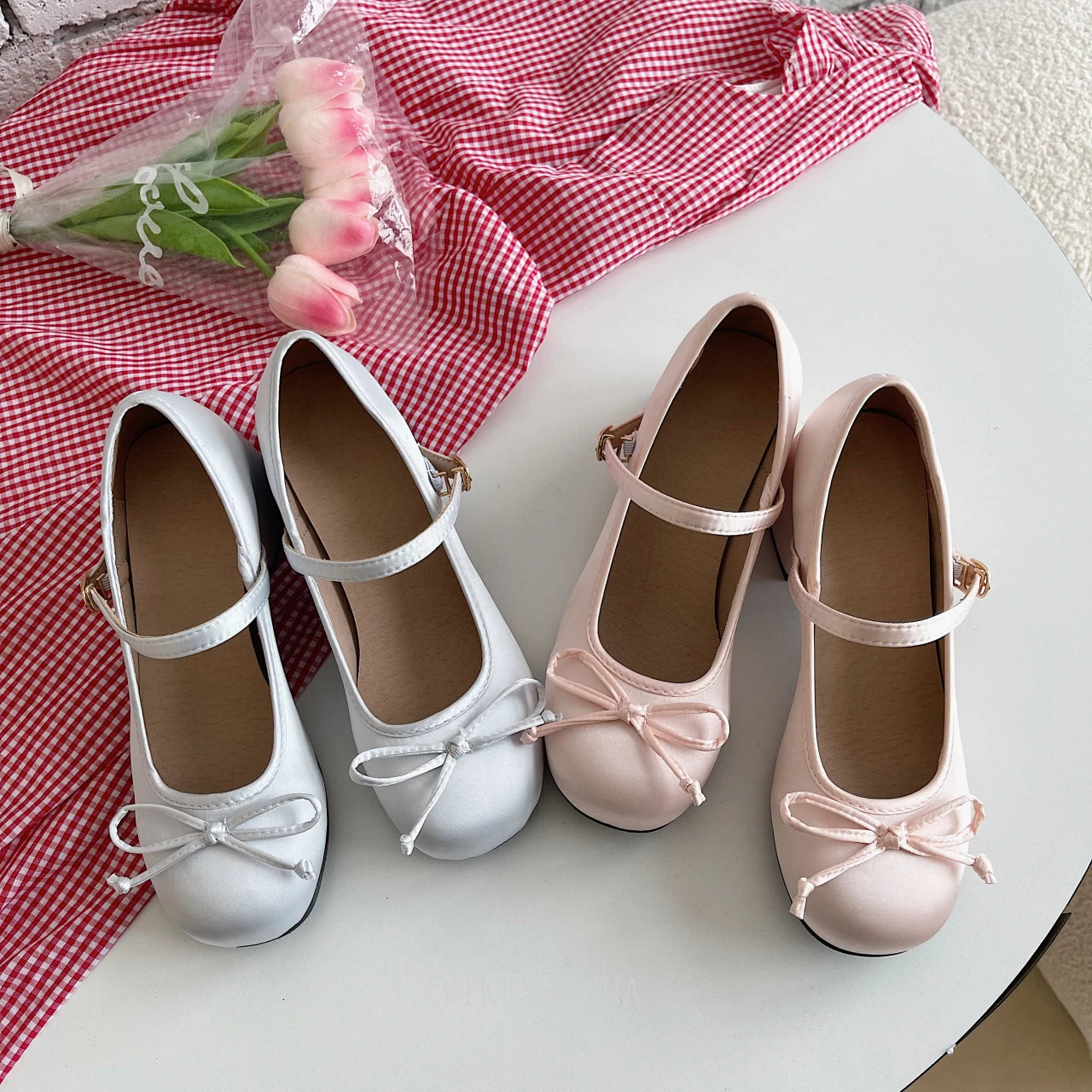 Soufree  -   Spring Summer Fashion Mary Jane Shoes Shallow Mouth Round Head Middle Heel Shoes Ladies Elegant Outdoor Single Pump Shoes