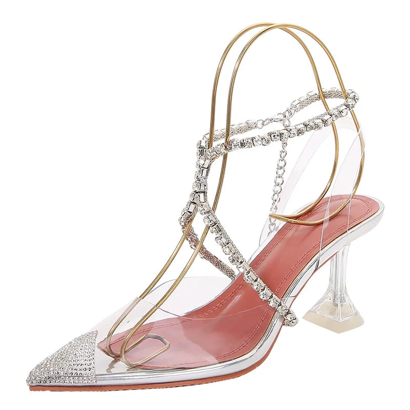 Soufree  -  Designer Transparent Crystal Sandals Women Clear High Heels Party Shoes Women Pumps Bling Bling Runway Sandals Summer Shoes