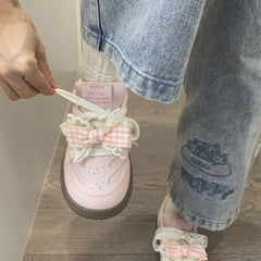 Soufree  -  Kawaii Shoes Bowknot Women Sneakers Spring Summer Platform Vulcanize Cute Casual Pink Lolita Korean Fashion Footwear