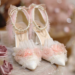 Soufree  -  Lolita Flower Wedding Shoes One Night Story Lolita Shoes Original Pink Pointed Versatile High Heel Slim Heels Shoes