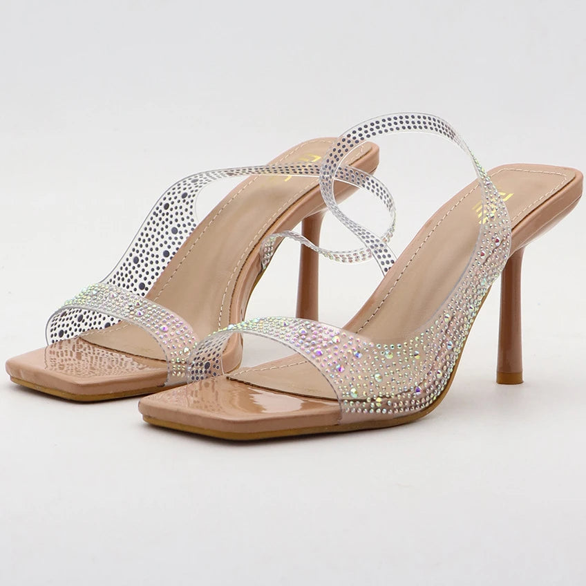 Soufree  -  Rhinestone Transparent High Heeled Sandals Women Pvc Summer Ope Toe High Heels Female Fashion Designer Sandals Women Pumps