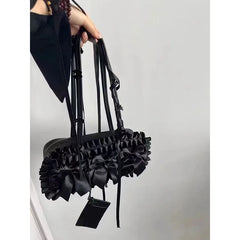 Soufree  -  Gothic Women Handbags Fashion Lace Bow E Girl Underarm Shoulder Bag Luxury Designer Subculture Bolsas Femininas