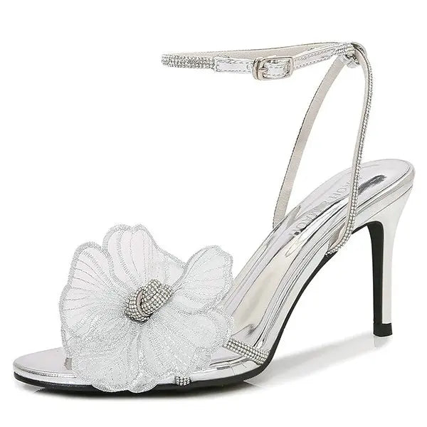 Soufree  - Women'S Summer New Diamond-Bow Heels With One-Line Sandals With European And American Style