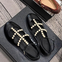 Soufree  -  trending shoes Flats Bead Women Mary Jane Shoes Designer Shallow Sandals Autumn Fashion Shoes Walking Dress Lolita Cozy Mujer Chaussures