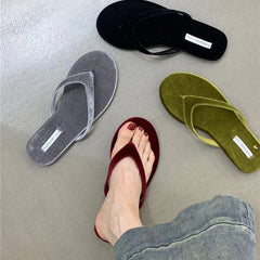 Soufree  -  Designer Summer Woman Slippers Fashion Clip Toe Flats Heel Silvery Ladies Outdoor Beach Shoes Flip Flop