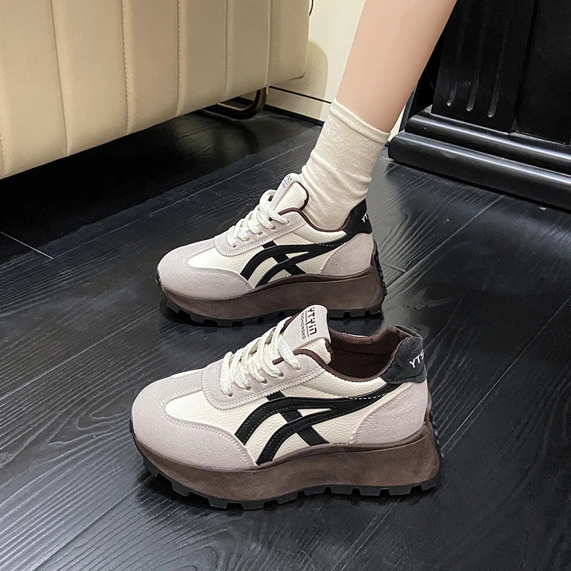 Soufree  -  Sneakers Leather Platform Shoes New Fashion Women Leisure Light Anti-slip Green Running Luxury Shoe Fashion Designer Women Shoes