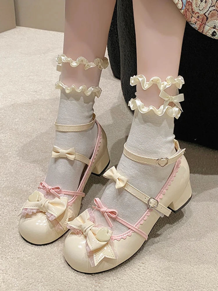 Soufree  -  Cute Sweet Girl Lolita Shoes Women Summer New Japanese Small Leather Shoes Female Hipster Bow Preppy Student Single Shoes