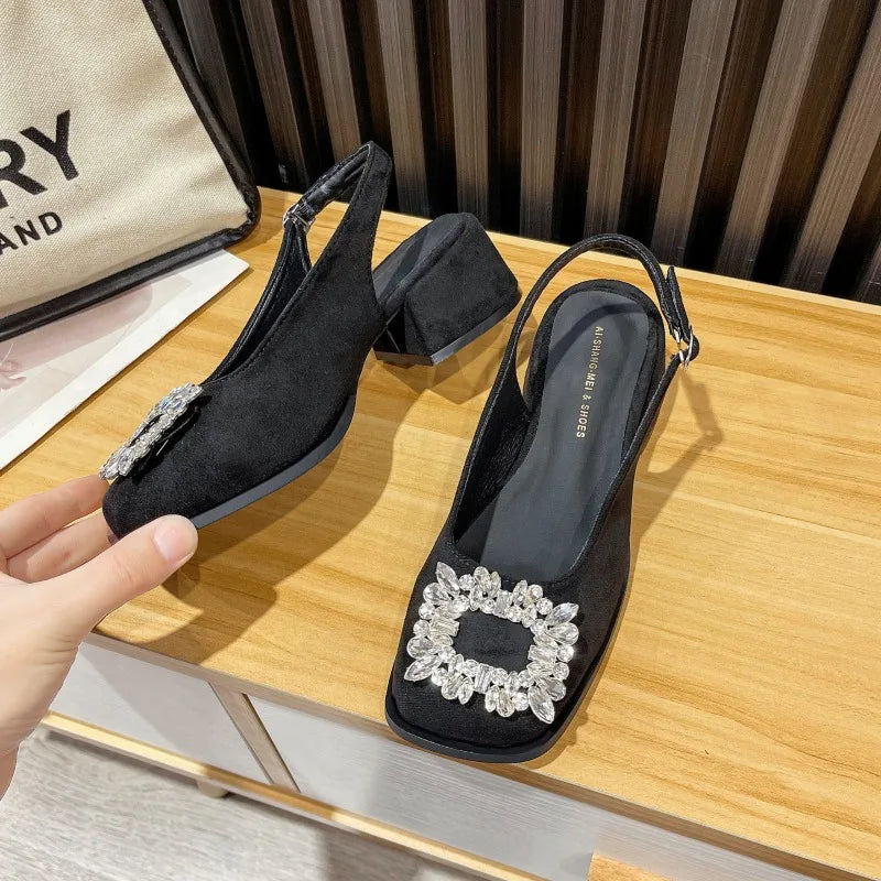 Soufree  -  Summer Fashion Rhinestone Hollowed Out Women's Sandals Designer New Soft Sole Leather Women High Heel Sandals Platform Shoes