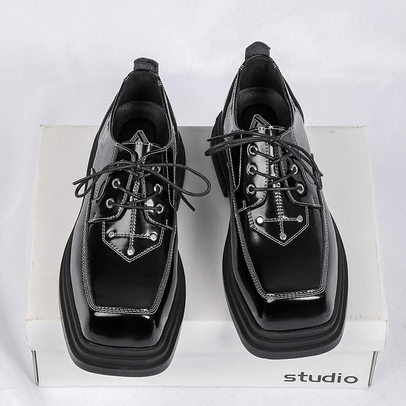 Soufree  -  Men Platform Breathe Spring Small Leather Shoes New Fashion Trend Versatile Japan Korean Business Casual Shoes Suit Men Shoes