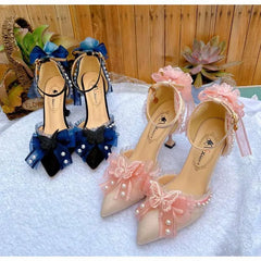 Soufree  -  pink lolita heels women's bow shoes blue heels luxury women's sandal luxury designer heels y2k Japanese bridal Stiletto shoes