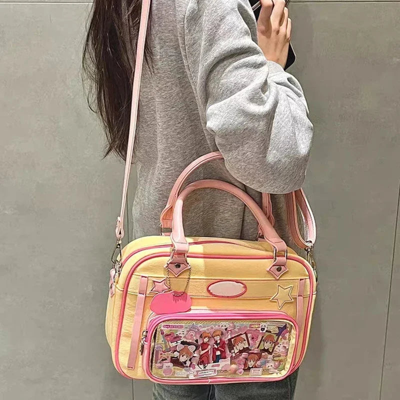 Soufree  -  Harajuku Women Ita Bags Fashion Patchwork Canvas JK Uniform Crossbody Shoulder Bags Individuality DIY Bolso Mujer