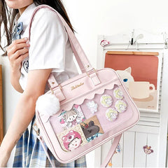 Soufree  -  designer bags Japanese Kawaii Shoulder Bag for Women PU Leather Itabag Transparent Bag JK Tote Bag Handbags Preppy Bag Ita Bag Crossbody Bag